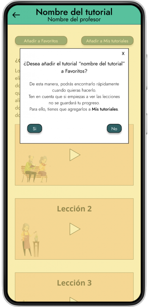 pantalla añadir a mis tutoriales