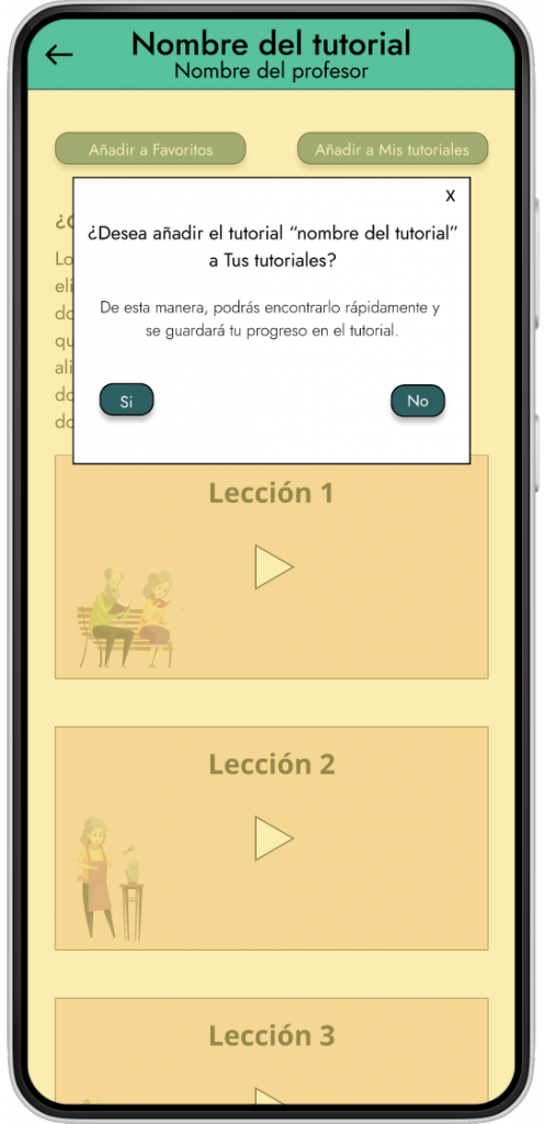 pantalla añadir a favoritos