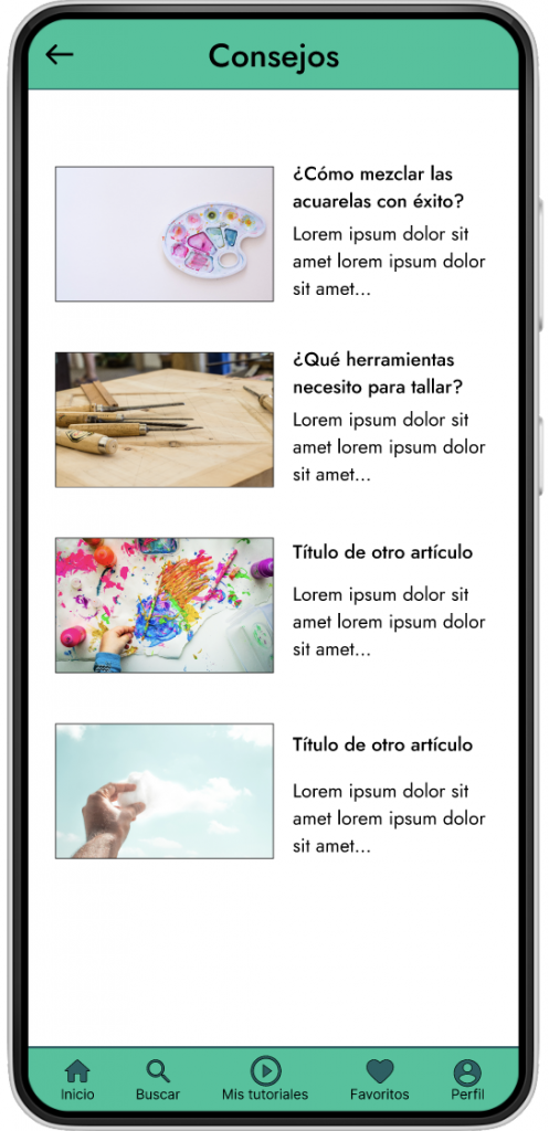 Pantalla de consejos
