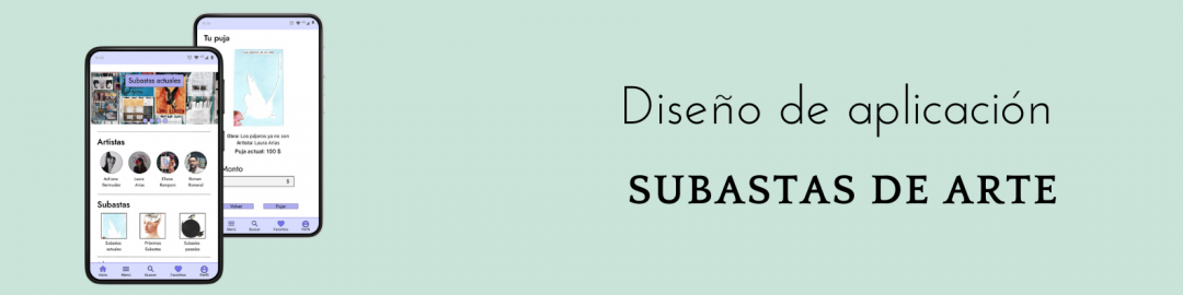 Portada de aplicación para subastas de arte
