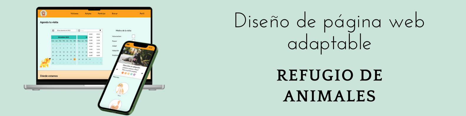 Portada de web adaptable para refugio de animales