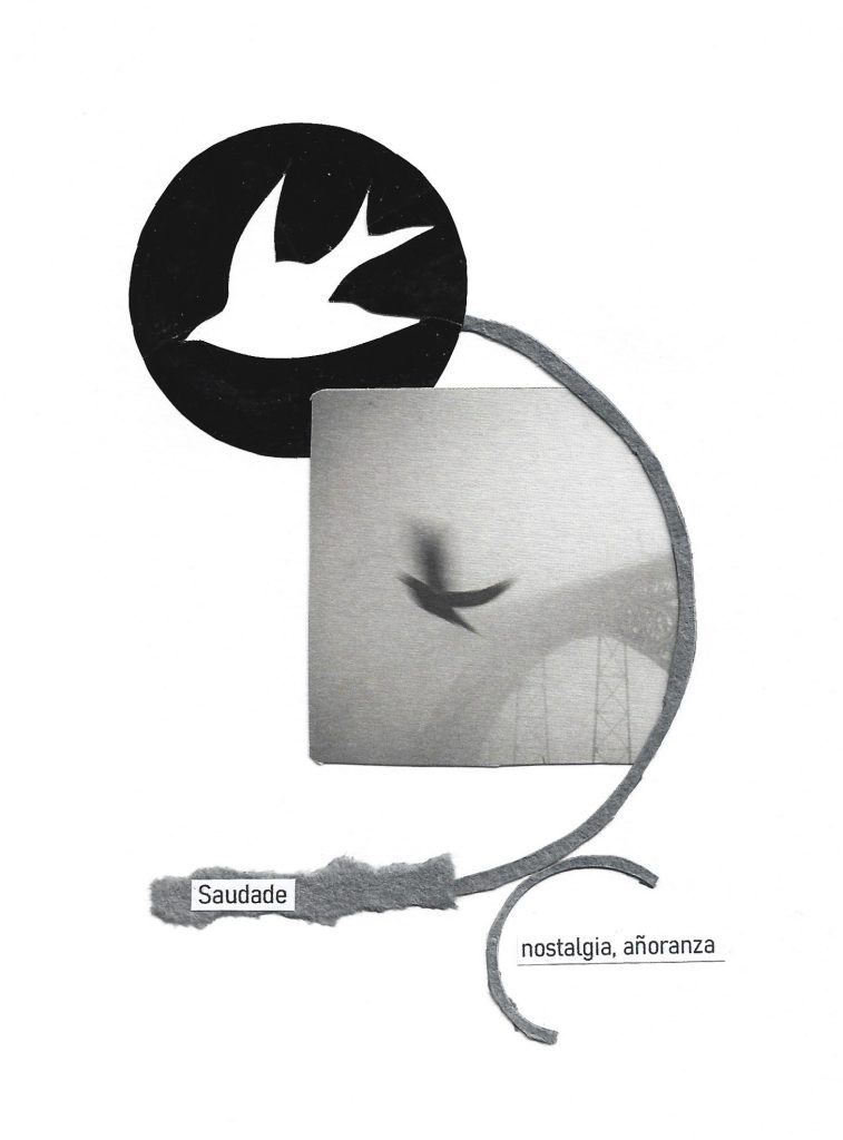 Collage manual sobre la palabra Saudade
