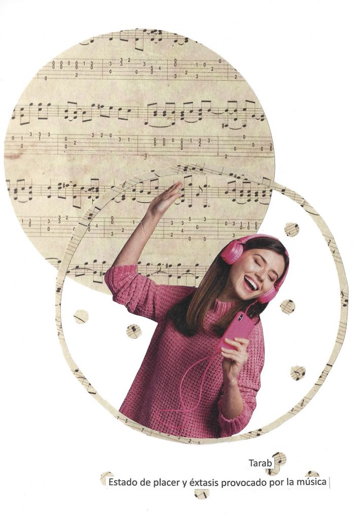 Collage manual sobre la palabra Tarab