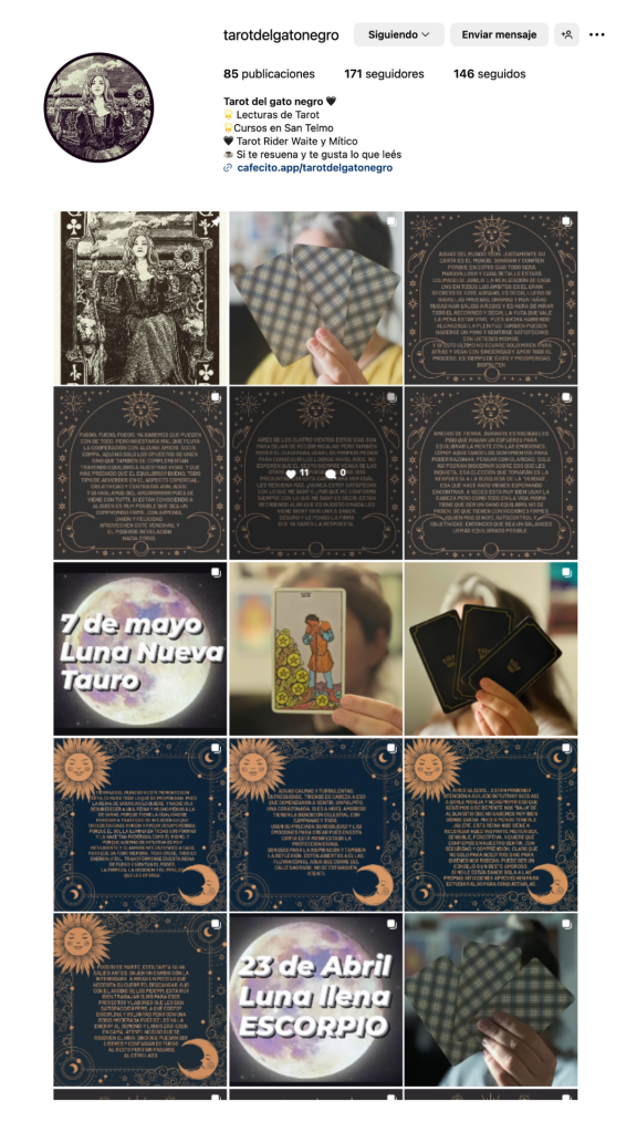 Perfil de Instagram Tarot del gato negro 1