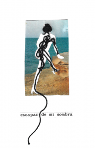 Collage manual del contorno de una mujer y en su interior hay un hilo enroscado